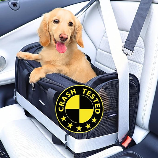 Crash-Tested Dog Carrier & Small Dog Car Seat (Test with FMVSS 213b - 5 Star Safety Rated) | Expandable, Zipper Locks, Fan Pocket | Extra Safe Cat Carrier Soft & Pet Travel Bag for Puppy Under 13lbs