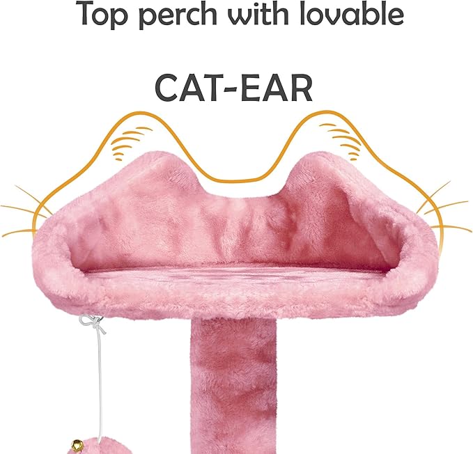 Yaheetech 62in Cat Tree Tower for Indoor Cats, Furniture w/Double Condo, Scratching Posts, Multiple Platforms and Balls for Kittens, Pink