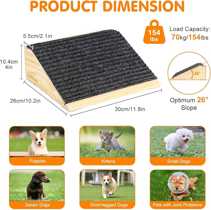 Dog Ramp for Stairs, Non-Slip Dog Stairs, Low-Angled Pet Ramps for Small Dogs and Cats, Medium Dogs, Step and Stair Assist for Injured and Older Pet, 4 Pack