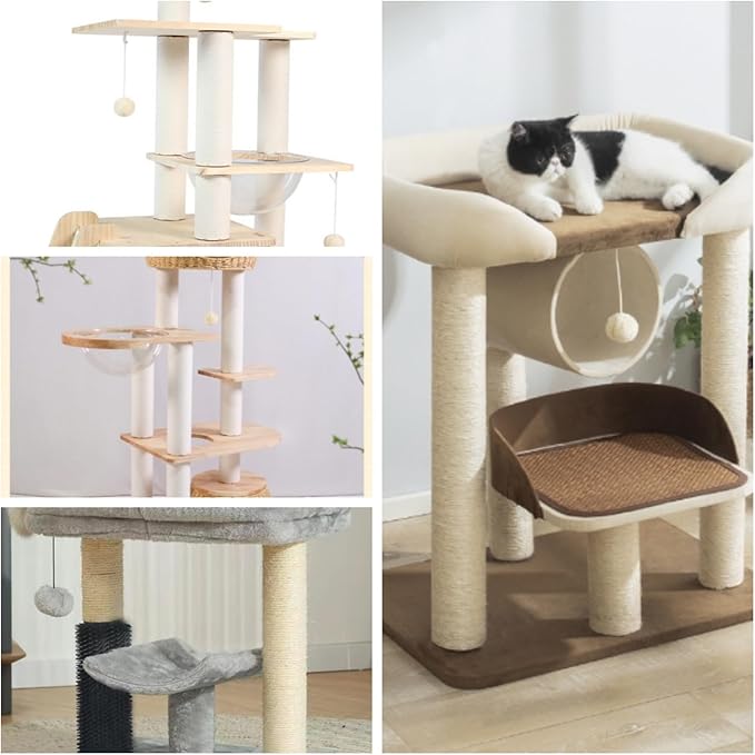 4 PCS M8 Cat Scratching Post Replacement,15.7Inch Sisal Pole Cat Tree Replacement Post with Screws,DIY Scratcher Scratching Post Replacement, Pad, Crafts Gardening Hammock Home Decorating