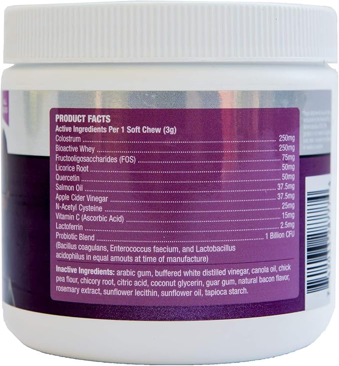 RestoraPet Allergy, Itch & Immune Soft Chews - Natural Supplement for Dogs - Support Immunity, Soothe Skin Irritation, Improve Coat Quality β with Lactoferrin, Colostrum & Omega 3-60 Bacon Chewables