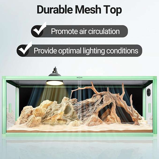 REPTI ZOO 68 Gallon Reptile Terrarium, 48" x 18" x 18" Light Weight Reptile Enclosure, Colored Reptiles Tank with Tempered Glass Door, Large Habitat for Bearded Dragon, Snake, Lizard, Gecko-Green