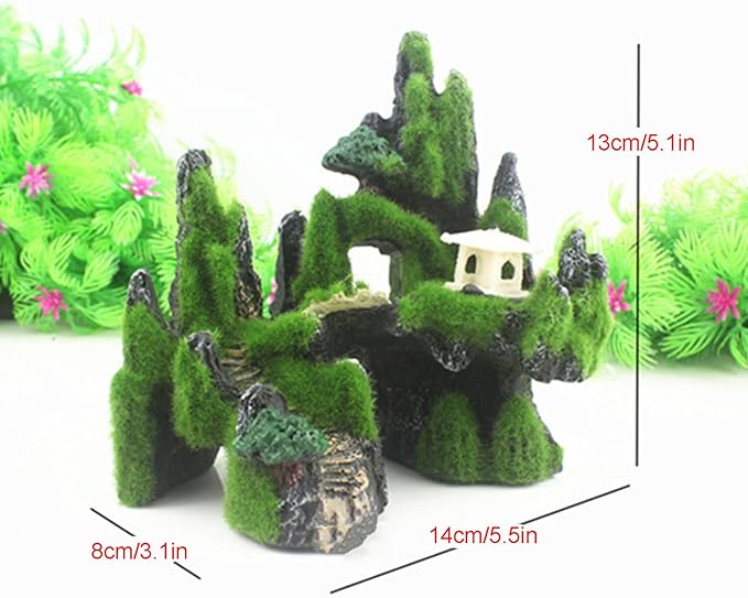 Pssopp Aquarium Mountain View, Aquarium Rockery Landscape Rockery Landscape Rock Hiding Cave Artificial Hill Fish Tortoise Aquarium Landscape Ornament for Fish Aquarium Terrarium