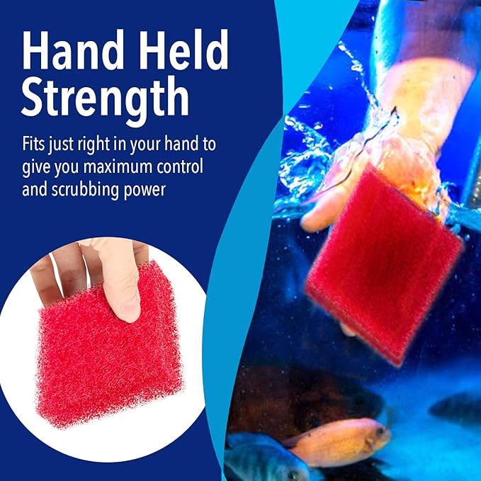 Evergreen Pet Supplies Aquarium Supplies Glass Cleaner Sponge - 4-Pack, Red, 3.25-in x 3.25-in x 1-in - Non-Scratch Aquarium Scrubber & Scraper Pad - Glass Cleaning Tool for Fish & Turtle Tank