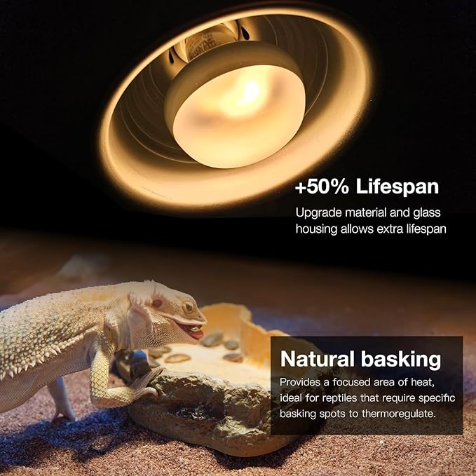 Reptile Heat Lamp, 2 Pack 75W Intense and Infrared Basking Bulbs Light for Reptiles, UVA Daylight Night Red Basking Light for Bearded Dragon, Lizard, Gecko,Reptile Heat Bulb