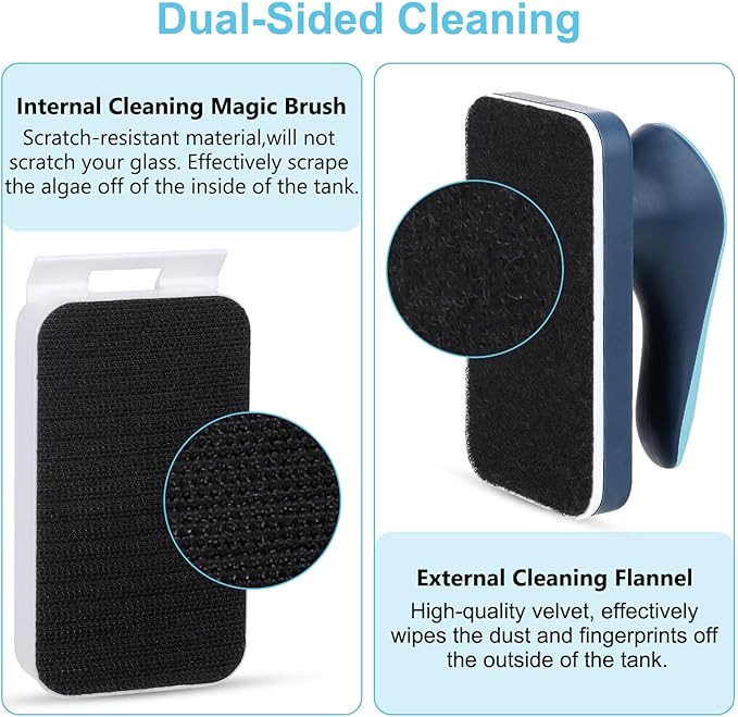 fishkeeper Aquarium Magnetic Glass Cleaner, Fish Tank Algae Magnet Cleaning Tool with Algae Scraper for Glass Aquariums Tank, Floating Scrubber Brush, 2 Detachable Scrapers, Medium