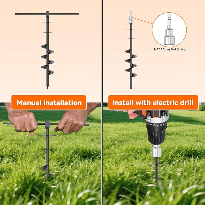 Heavy Duty 30FT Dog Tie Out Cable and Stake,360°Swivel Screw in Spike Auger Ground Stake Anchors for Large Medium Medium up to 220 lbs,Dog Outside Lead Cable for Yard, Lawn Beach, Camping