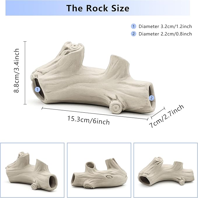 Aquarium Decorations Ceramic Artificial Stump Cave,Betta Fish Tank Accessories Hollow Tree Stump Decor 2-Piece Set