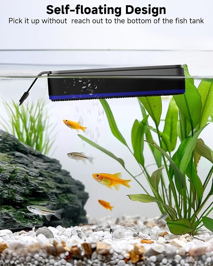 AQQA Magnetic Aquarium Fish Tank Glass Cleaner, Dual-Blades Algae Scraper Glass Cleaner Scrubber, Double Side Floating Aquarium Magnetic Brush for 0.4-1.0 Inch Thick Glass Aquariums Tank (XL)