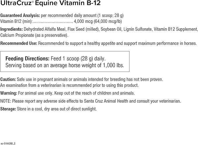 UltraCruz Equine Vitamins B-1 (2.5 lb), B-12 (4 lb) & C (4 lb) Horse Supplement Pellet Bundle