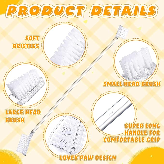 Nuenen 150 Pcs Dog Toothbrush Dual Headed Dental Brushes Puppy Tooth Brushing Kit Long Handle Toothbrush for Large and Small Dogs Cats Most Pets Teeth Cleaning Oral Care Supplies(Clear)