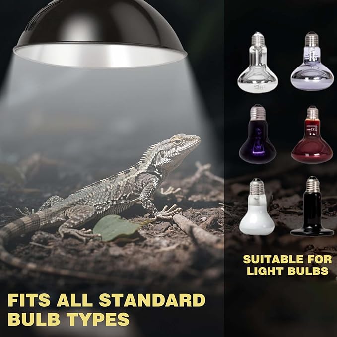 8.5-inch Standard lamp Dome for Reptile Heating Lamps, Object Heat Ceramic Heat emitters, up to 200W for Bearded Dragons Turtles Snakes and Lizards Lamps E26