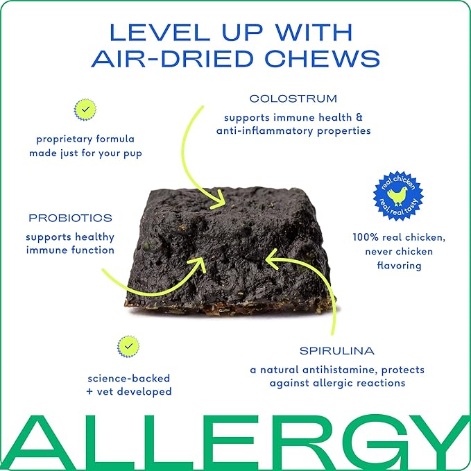 Native Pet Dog Allergy Chews - Dog Allergy Relief with Probiotics and Colostrum for Itchy Skin Relief to Support Seasonal Allergy and Healthy Immune System - All Natural Anti-Histamine - 120 Chews