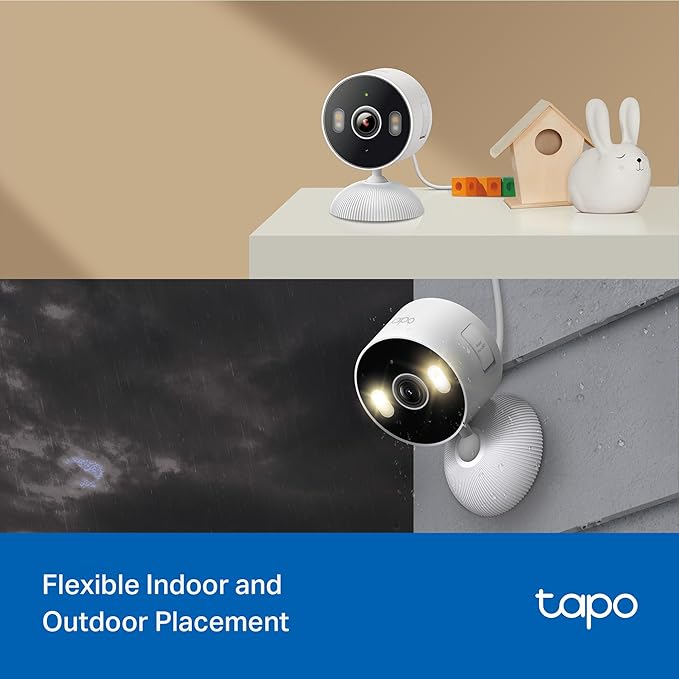 Tapo 2K 3MP Indoor/Outdoor Security Camera - Free Person/Motion/Baby Cry Detection, Color Night Vision, IP65 Weatherproof, SD/Cloud Storage, Works w/Alexa & Google Home HybridCam