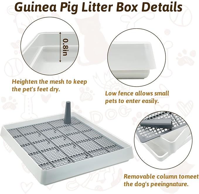 Fhiny Extra Large Rabbit Litter Box, Guinea Pig Litter Pan with Grate Plastic Small Animals Corner Tray Toilet Potty Trainer for Rabbit Bunny Chinchilla Guinea Pig Ferret Hedgehog