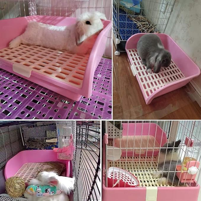 Hamiledyi Large Rabbit Litter Box Corner Bedding Box Chinchilla Toilet Trainer Square Potty Pet Pan for Adult Guinea Pig, Galesaur.Ferret and Other Animals