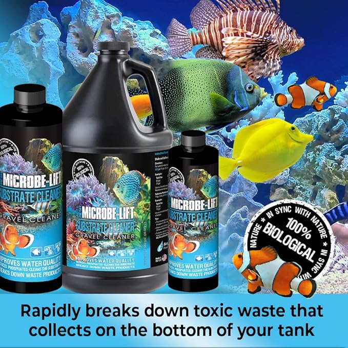 MICROBE-LIFT Professional Gravel & Substrate Cleaner for Freshwater and Saltwater Tanks, 64 Ounces
