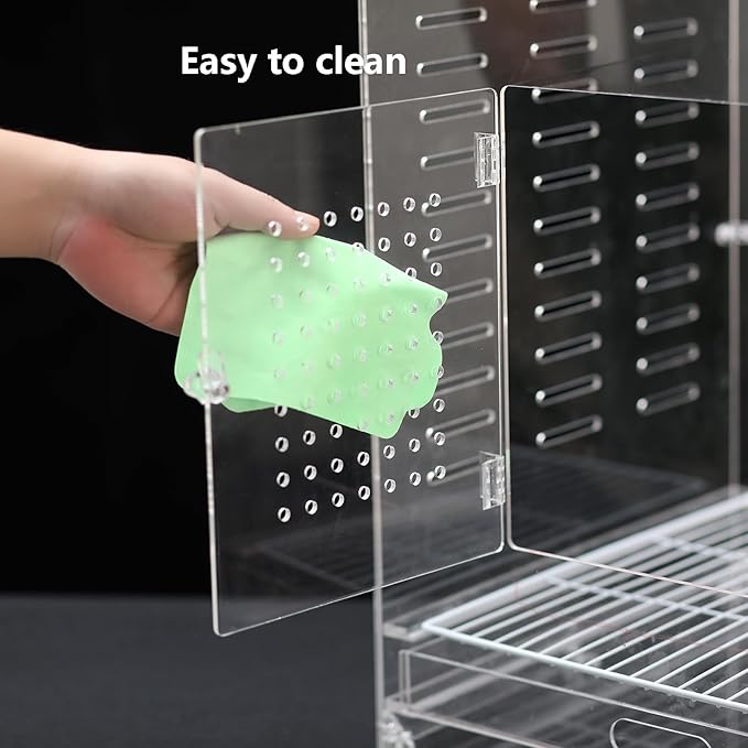 Clear Acrylic Bird Cage for Small Birds, Transparent Display Habitat for Finch, Canary, Parakeet - Easy to Clean & Assemble (9x12x15in)