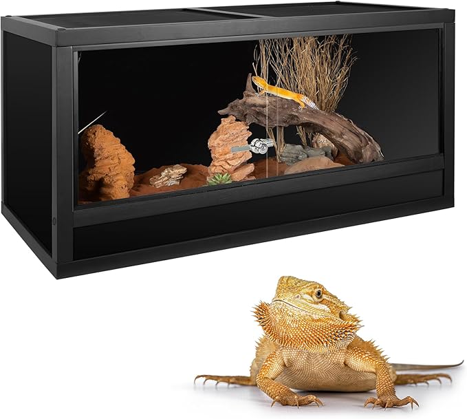 REPTI ZOO 50 Gallon Wooden Reptile Tank Enclosure, 36x18x18 inch Reptile Terrarium for Bearded Dragon Ball Python Gecko Snake Turtle, Light Weight Habitat Cage