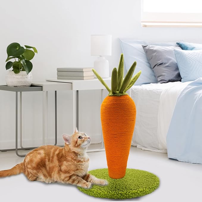 Carrot Cat Scratching Post, 17'' Cute and Fun Sisal Cat Scratcher for Indoor Cats and Kittens