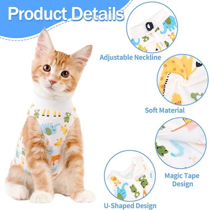 Cat Recovery Suit Female, Breathable Cat Onesie After Surgery Female for Abdominal Wounds or Skin Diseases, Surgery Recovery Suit Kitten Onesie After Spay Wear Anti Licking