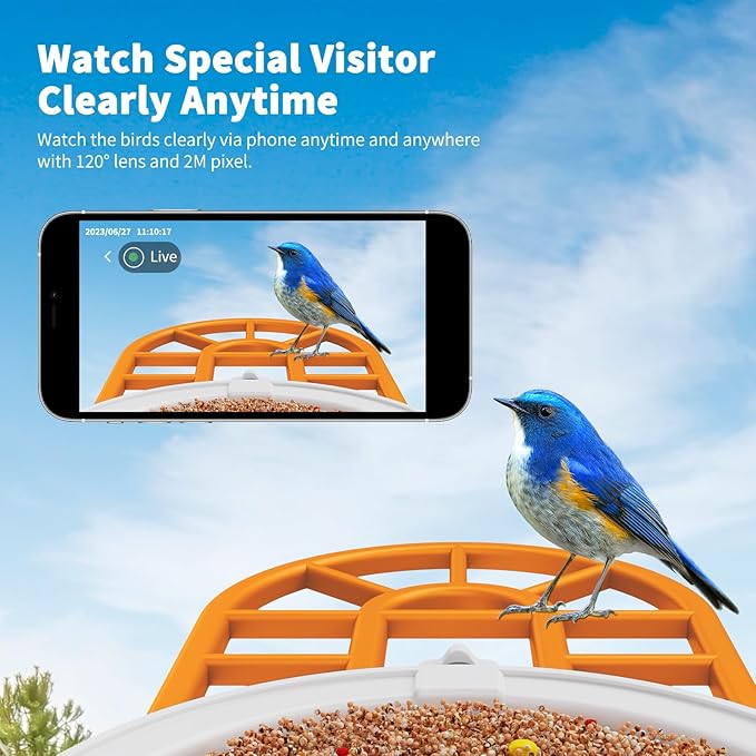 Bird Feeder with Camera with AI Identify Birds Species Solar Panel, Live View, Instant Arrival Alerts