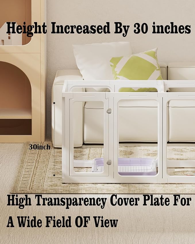 Clear Acrylic Dog Playpen Indoors, Sturdy Dog Play Pen with Door - 10 Panels, 30 Inch High, Easy Assembly, Puppy Playpen for Small and Medium Pets