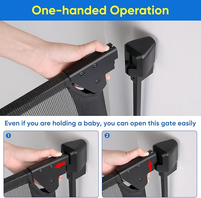 Upgraded 28-43" No Bottom Bar Baby Gate,Heavy-Duty Hardware Mount Dog Gate with Cat Door, Adjustable Baby Gate,for House/Stairs/Doorways Use, Safety Pet Gates, Walk Thru Door