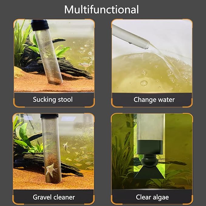Carefree Fish Small Aquarium Gravel Cleaner 6Ft Hose Fish Tank 80Gph Water Changer Gravel Vacuum Adjustable Length ABS(for 5~25Gal Tank)