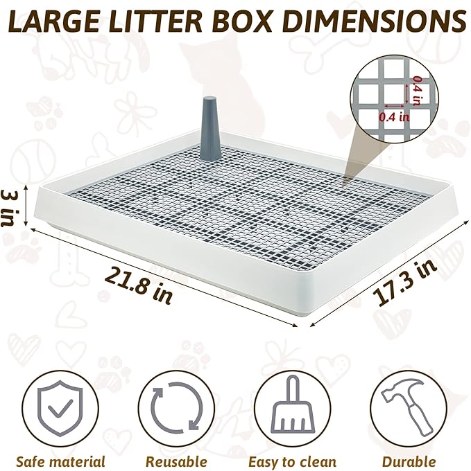 Fhiny Extra Large Rabbit Litter Box, Guinea Pig Litter Pan with Grate Plastic Small Animals Corner Tray Toilet Potty Trainer for Rabbit Bunny Chinchilla Guinea Pig Ferret Hedgehog