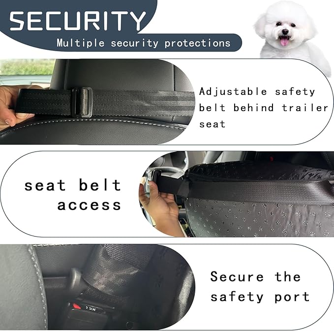Luxury Dog Booster Seat - Safe & Comfortable Travel Bed, Disassembles for Easy Cleaning, Black, Medium