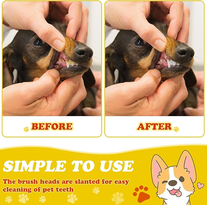 Nuenen 150 Pcs Dog Toothbrush Dual Headed Dental Brushes Puppy Tooth Brushing Kit Long Handle Toothbrush for Large and Small Dogs Cats Most Pets Teeth Cleaning Oral Care Supplies(Vibrant Color)