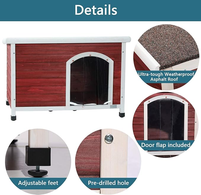 Petsfit 40.8 X 26 X 27.6 Inches Wooden Dog Houses, Dog House Outdoor