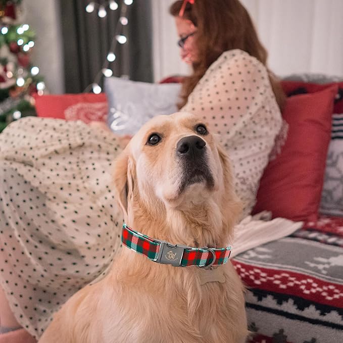 Elegant little tail Dog Collar, Christmas Gingerbread Man Print Pink Pet Collar Cute Dog Collars Male or Female Pet Gift Adjustable Dog Collar for Medium Dogs