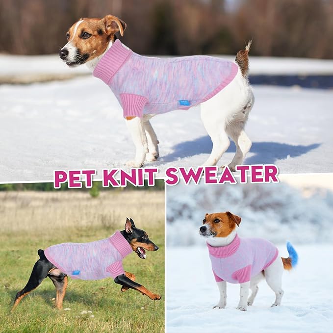 Pet Clothing,Turtleneck Dog Sweater,Sweaters for Dogs Boys and Girls,Pullover Dog Sweaters,Pet Knitted Clothes,Fit for Different Kinds Dogs,for Spring,Autumn and Winter(Pink XL)