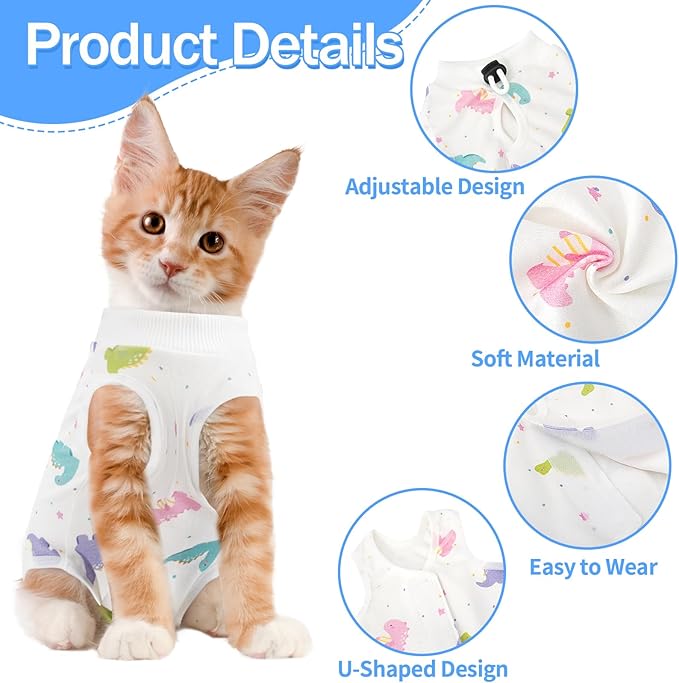 Cat Recovery Suit Female, Breathable Cat Onesie After Surgery Female for Abdominal Wounds or Skin Diseases, Surgery Recovery Suit Kitten Onesie After Spay Wear Anti Licking