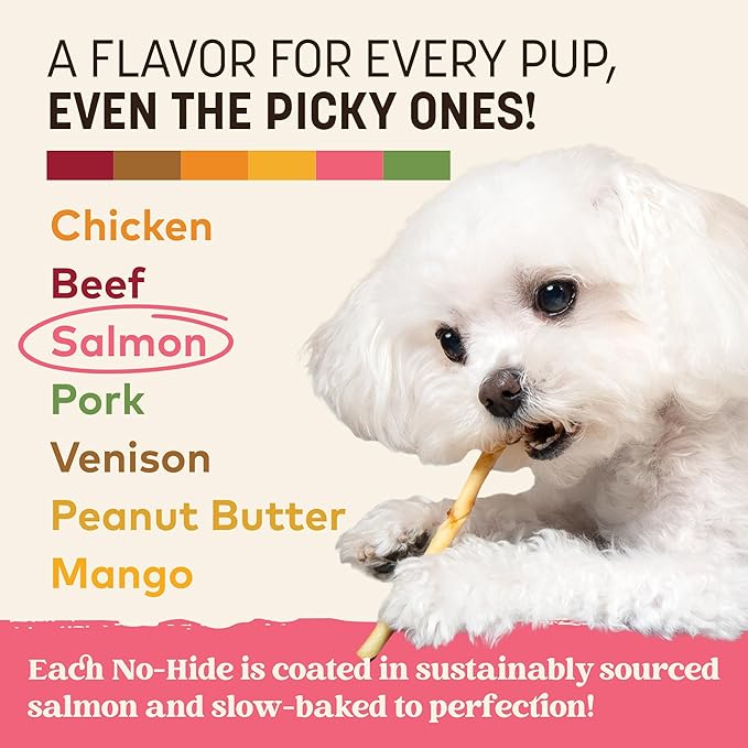Earth Animal No-Hide Stix Salmon Recipe Natural Rawhide Alternative Dog & Cat Chews - 20 Count Value Pack