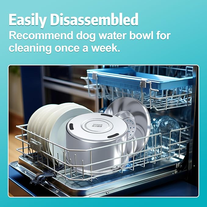5.6L Stainless Steel Dog Water Bowl, Slow Water Bowl for Large Dogs, No Spill Water Bowl for Dogs with Non-Slip Base, Spill Proof Slow Feeder for Messy Drinkers