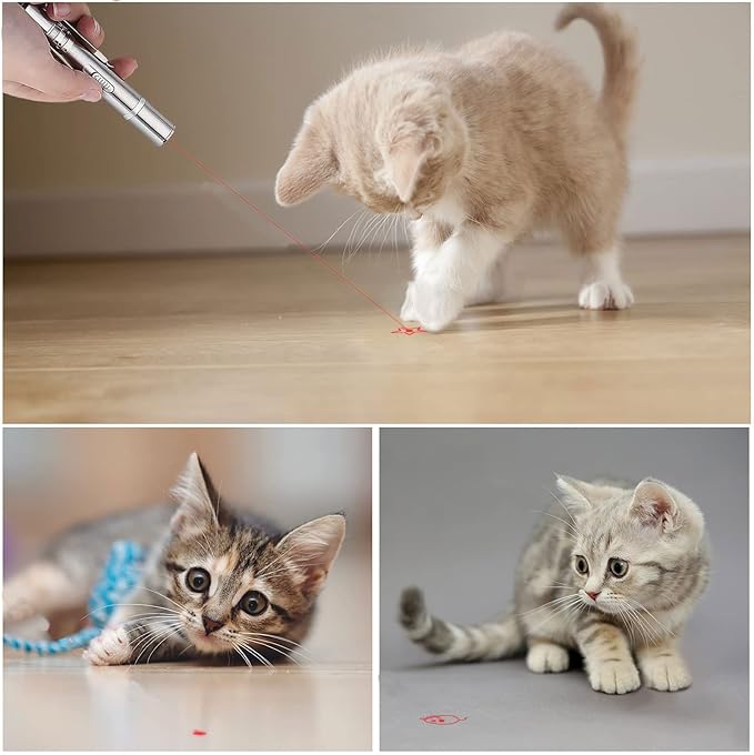 Laser Pointer Cat Toy - 5Modes Pointer for Indoor Interactive, Cat Toys Red Light Pet Pointer Interactive to Busy Kitten Dog Chaser Play Toys(2 Pcs)