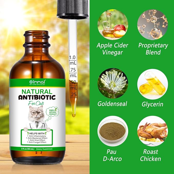 60ML Antibiotics for Cats, Premium Cat Antibiotics Supplement, Cats Multivitamin, Natural Antibiotic for Cats, Cat Antibiotic, Cat Antibiotics Supports Immune & Cats Allergy Relief-2 Fl Oz