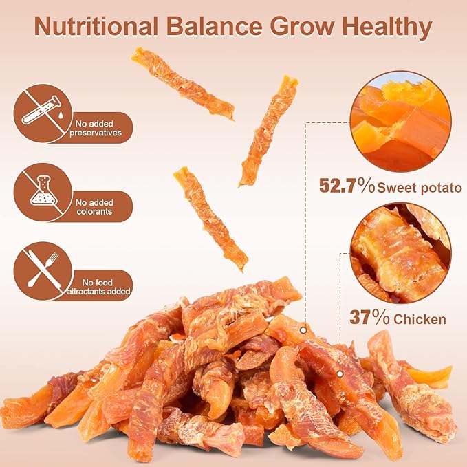 Chicken Wrapped Sweet Potato Dog Treats, Puppy Training Snacks, Rawhide Free 0.5lb/227g