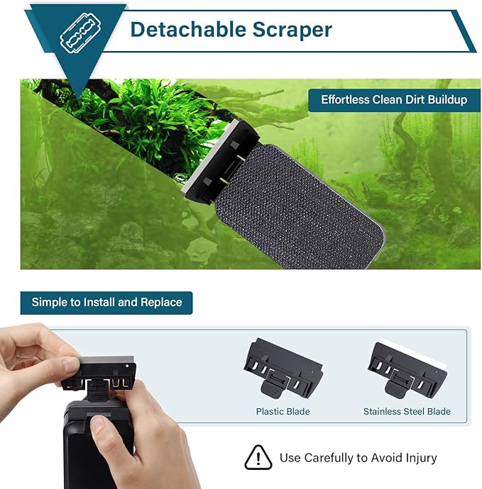 hygger Aquarium Magnetic Glass Clean Tool, Algae Scraper for Fish Tank Cleaning Magnet Floating Design Scrubbing Brush with Two Detachable Blade