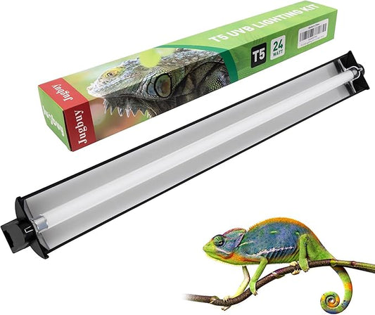 UVB Reptile Light Kit, 24W T5 Lamp Fixture and 5.0 UVB Tube Combo, Linear Lighting Bar Ideal for Tropical Reptiles Bearded Dragon Hermit Crab Turtle Leopard Gecko Tank Chameleons Iguanas Snake