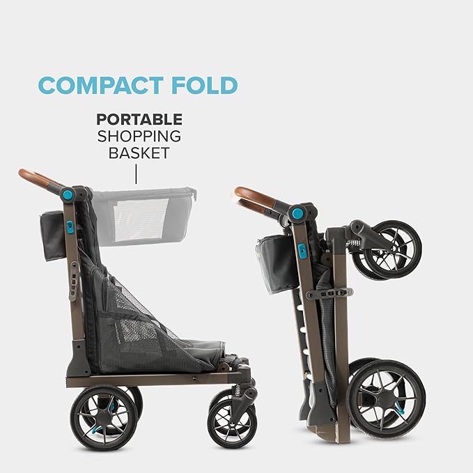 Pet XL Foldable Cart - Adjustable & Portable Pet Stroller with Caddy, Shopping Basket, Foam Filled Rubber Wheels & Storage - Carriage for Small & Medium Dogs, Cats Under 75 lbs