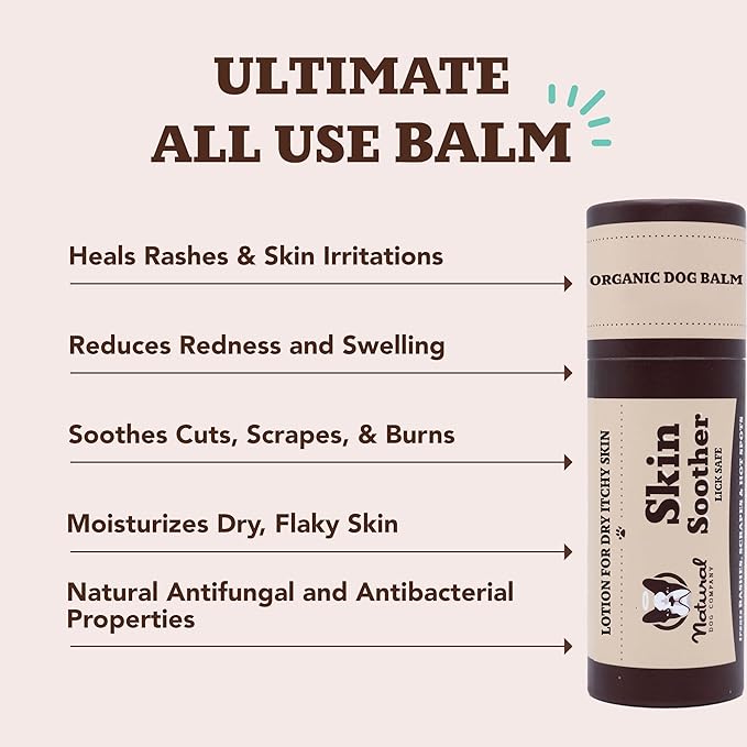 Natural Dog Company Skin & Coat Essentials Bundle, Skin & Coat Supplement + Skin Soother Healing Balm, Promotes Healthy Skin & Coat and Relieves Dry, Itchy Skin