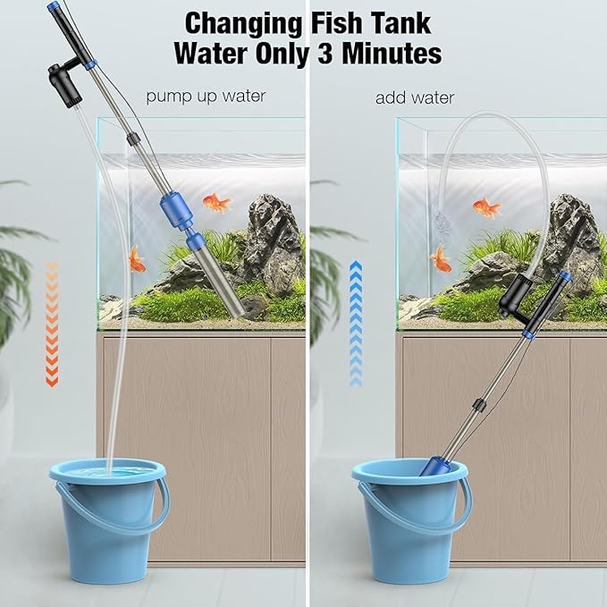 bedee Aquarium Vacuum Gravel Cleaner 6 in 1 Multifunctional 24W Waterproof Fish Tank Gravel Cleaner Vacuum for Water Changer, Sand Wash Algae Cleaner Water Shower and Water Circulation