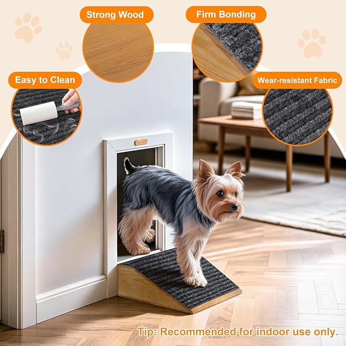 Dog Ramp for Stairs, Non-Slip Dog Stairs, Low-Angled Pet Ramps for Small Dogs and Cats, Medium Dogs, Step and Stair Assist for Injured and Older Pet, Walnut, 4 Pack