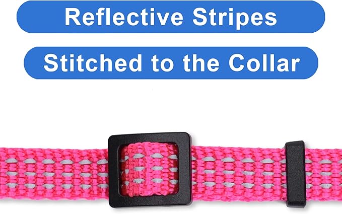 Pawtitas Reflective Cat Collar with Safety Buckle and Removable Bell Cat Collar Kitten Collar Pink Cat Collar One Size