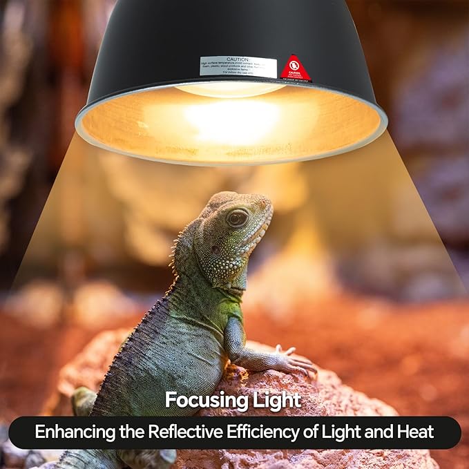 2 Pack Reptile Light Fixture, 8.1in Deep Dome Reptile Heat Lamp Fixture with Switch, Dual Terrarium UVB Basking Light Fixture for Bearded Dragon Snake Lizard, Suitable for E26 Bulb Up to 150W