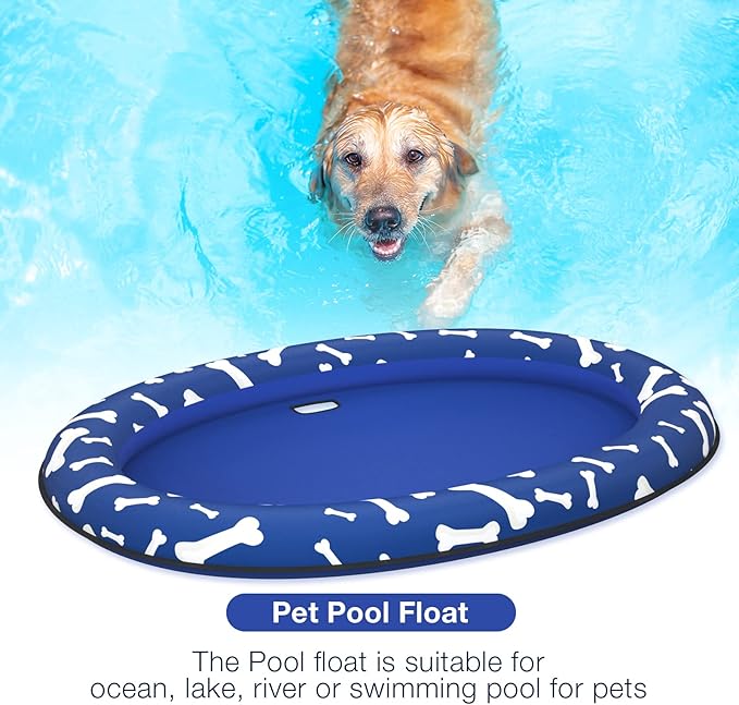 Pet Soft Dog Float Raft - Inflatable Dog Swimming Float for Summer (Blue Bone)